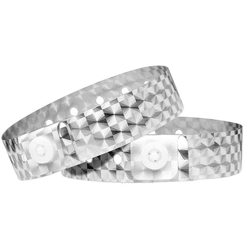OUCHAN Holographic Plastic Party Wristbands Silver- 500 Pack Vinyl Wristbands for Events Club Music Meeting - Image 1